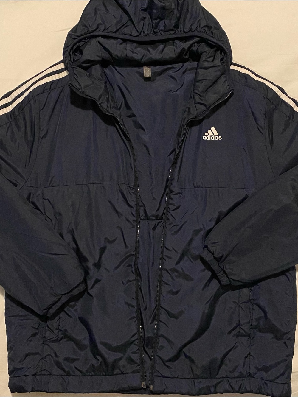 Adidas Men's Navy Hooded Windbreaker Jacket